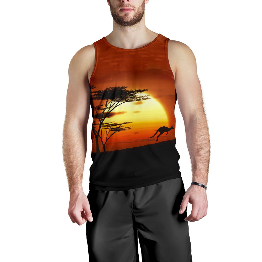 Men Tank Top - Kangaroo Mens Tank Sunset Ver01