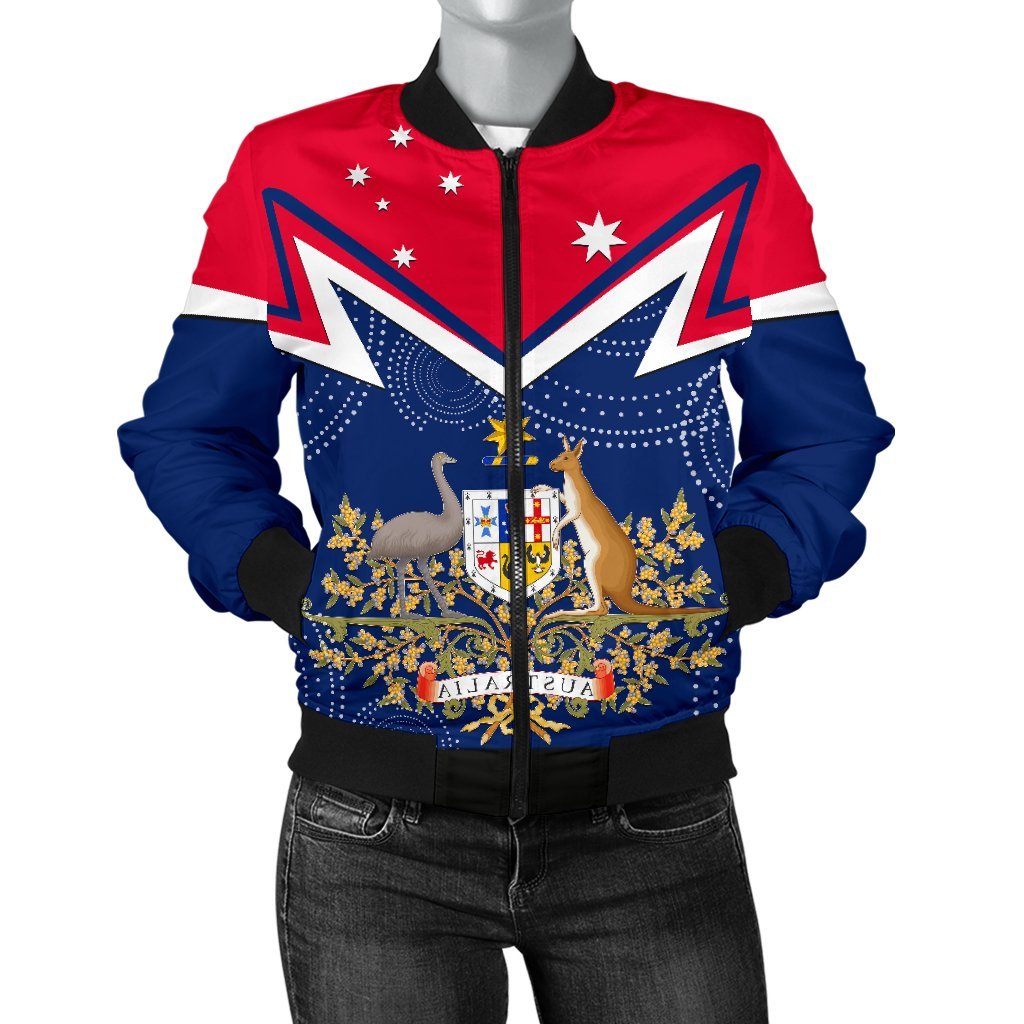 Women Bomber Jacket - Australian Coat Of Arms Flag Color