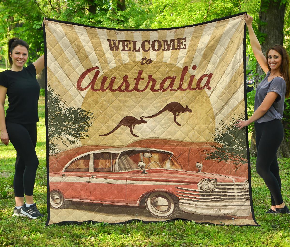 Premium Quilts - Retro Car Quilts Vintage Kangaroo