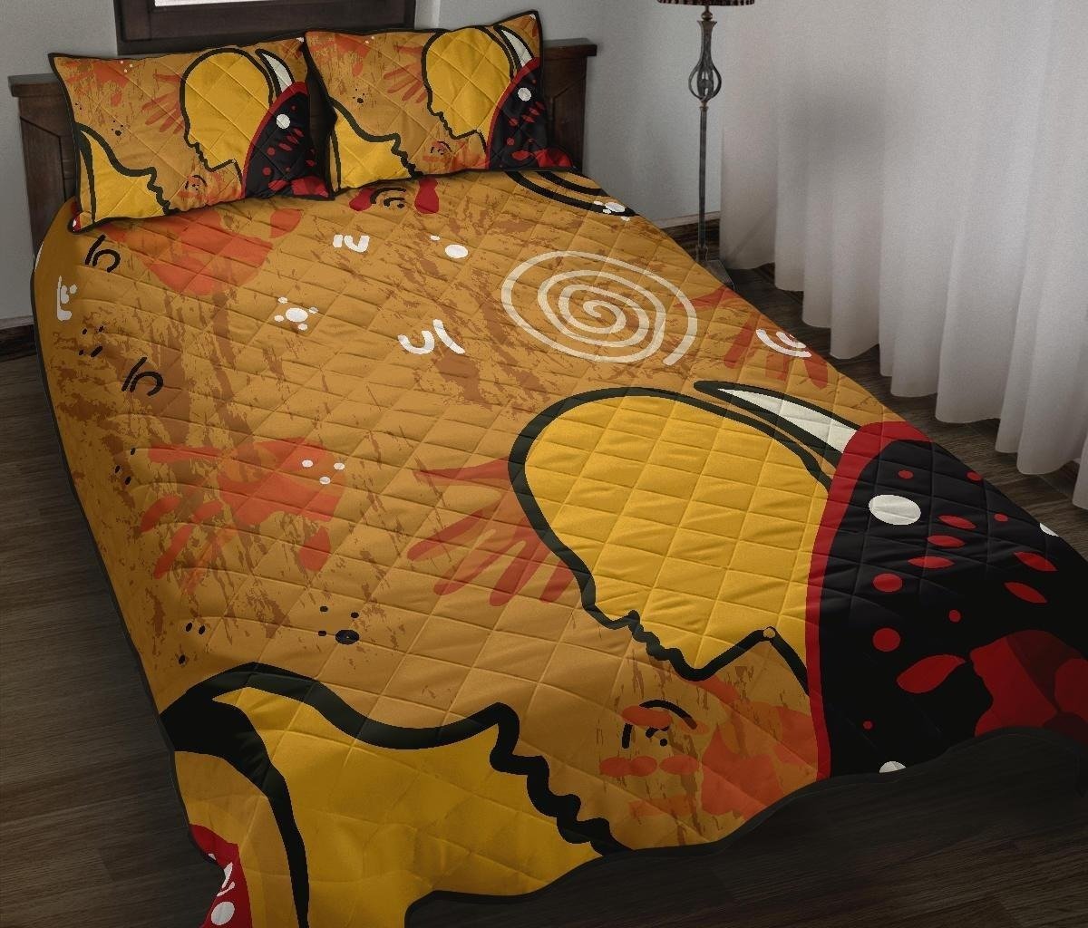 Aboriginal Quilt Bed Set - Mother and Son Hand Art