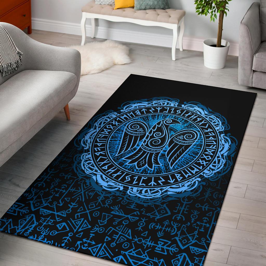 Viking Area Rug Raven Celtic Cyan