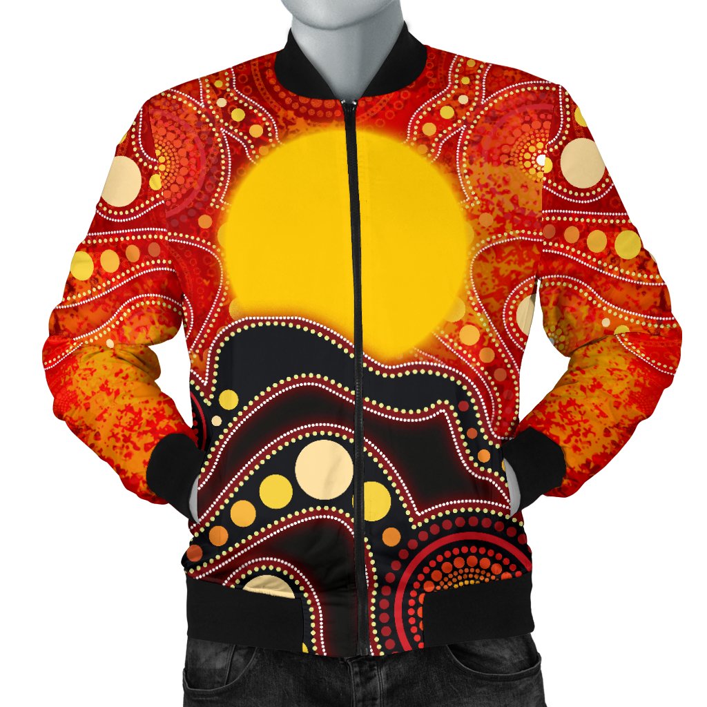 Aboriginal Bomber Jacket - Aboriginal Lives Matter Flag Dot Painting Art