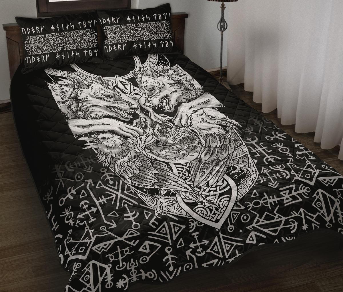 Viking Quilt Bedding Set Wolf And Raven Special