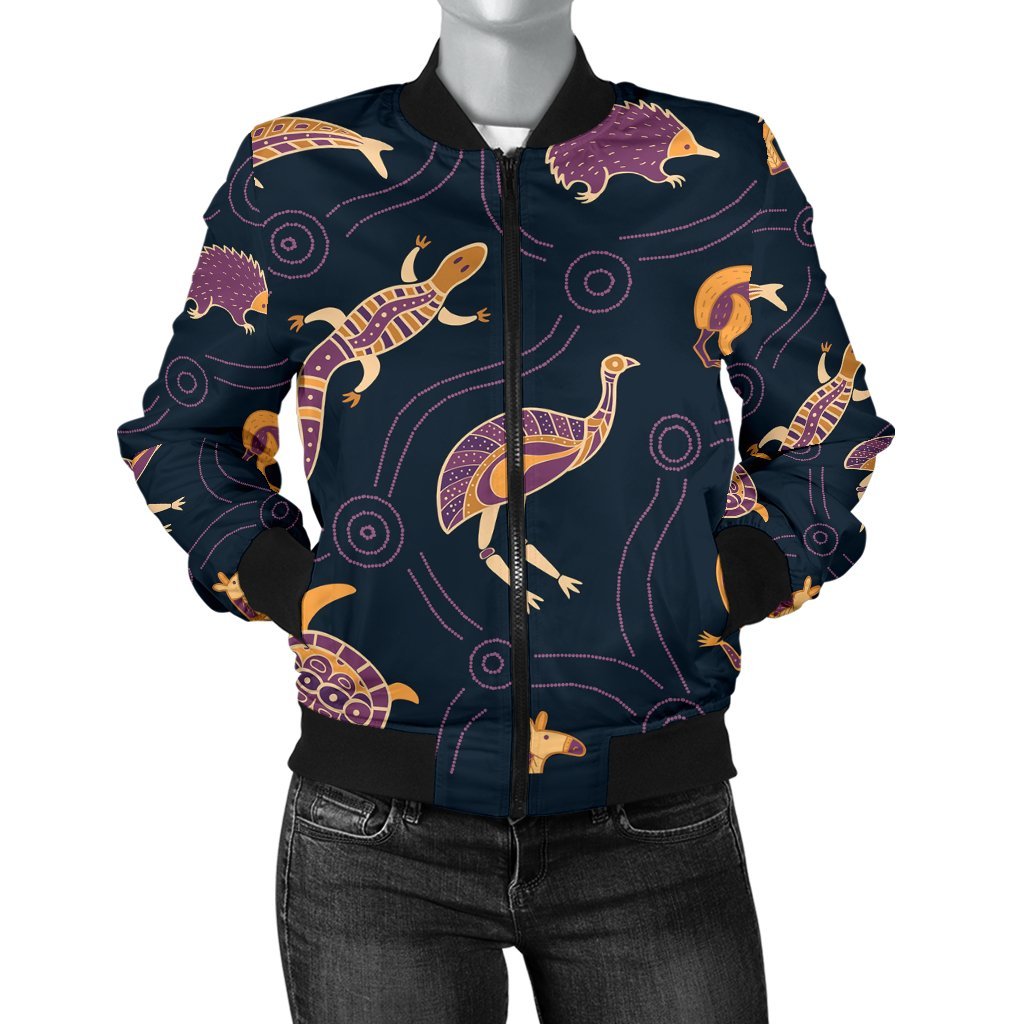Women Bomber Jacket - Indigenous Animals Patterns