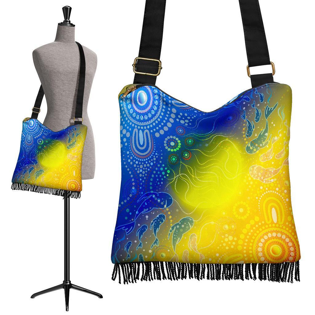 Aboriginal Crossbody Boho Handbag - Indigenous Fishing