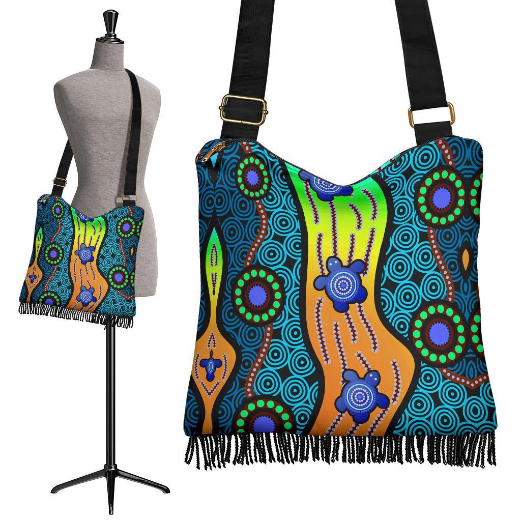 Crossbody Boho Handbag - Aboriginal Turtle