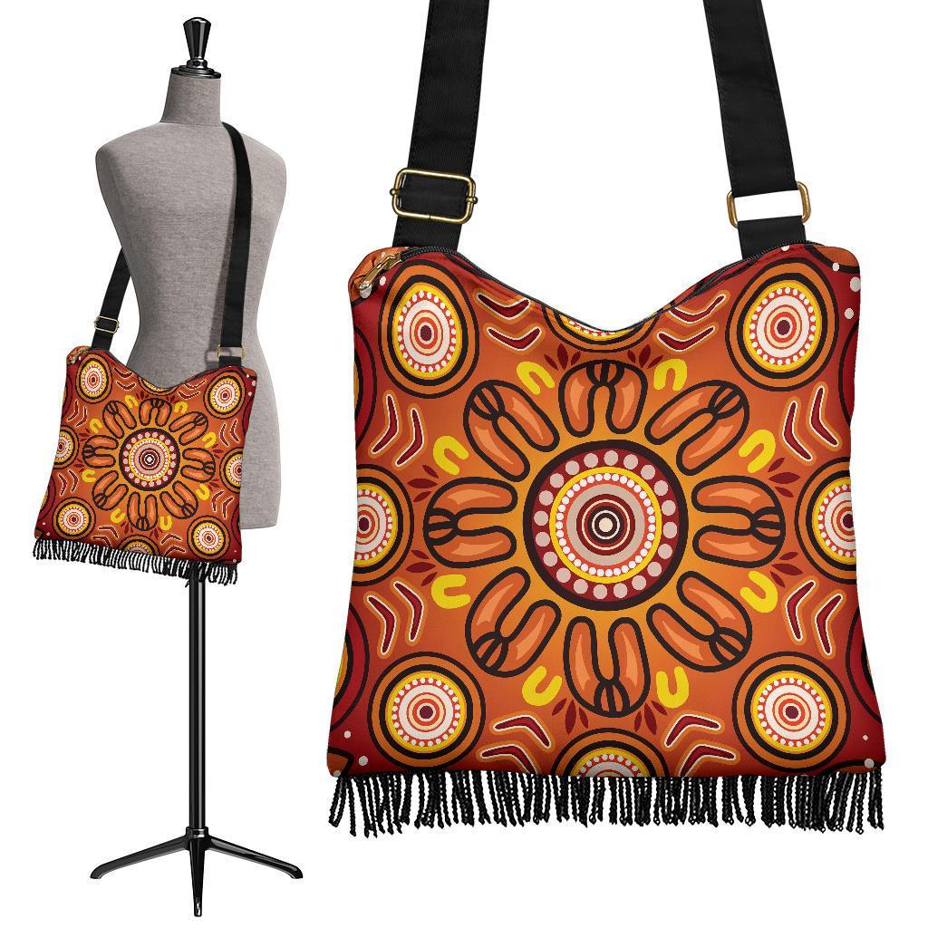 Aboriginal Boho Handbag - Circle Flowers Patterns VER01
