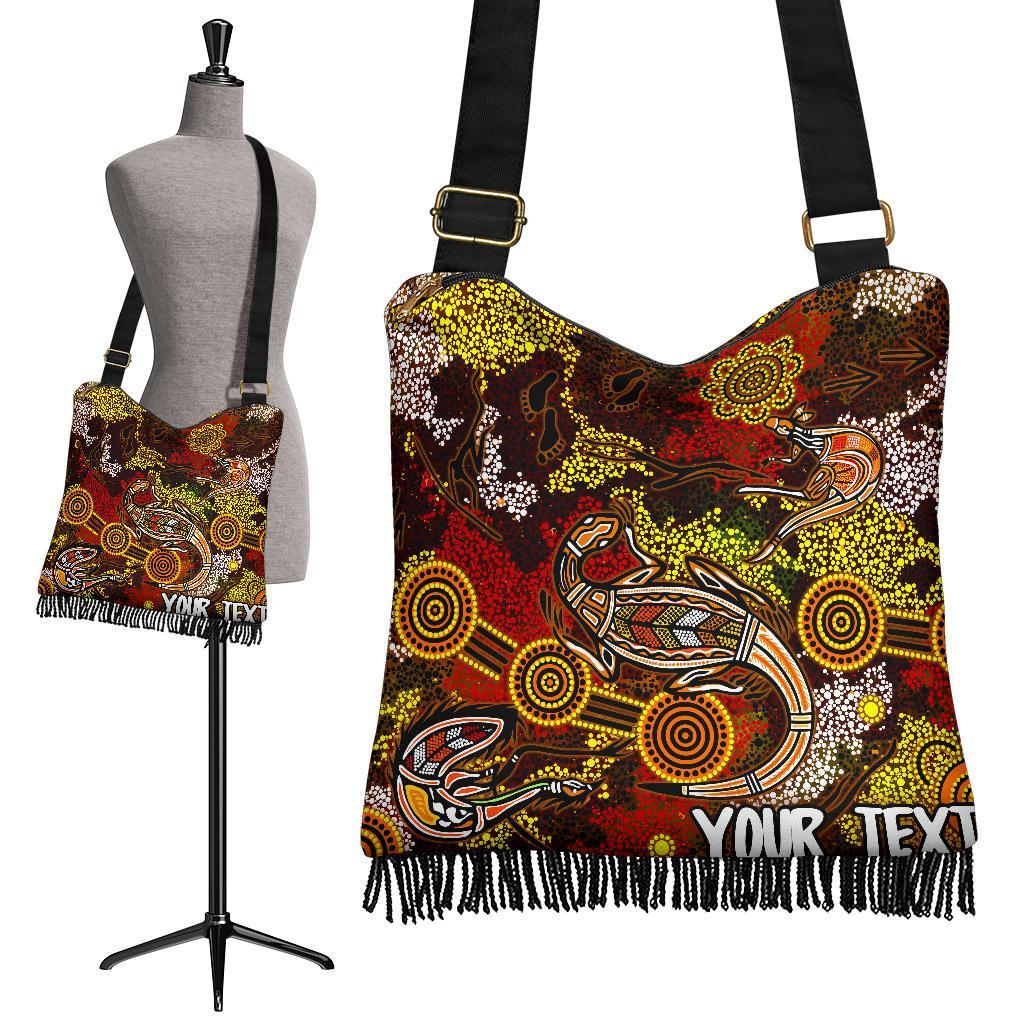 (Custom) Aboriginal Boho Handbag , Kangaroo and Lizard Dot Painting Art