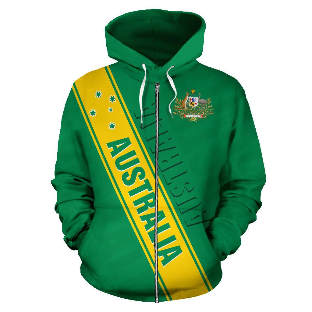 Zip Hoodie - Australian Coat Of Arms Hoodie - Crossover Style