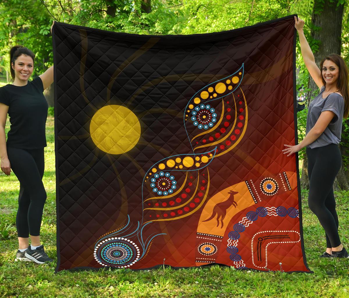 Aboriginal Premium Quilt - Flowers On The Land