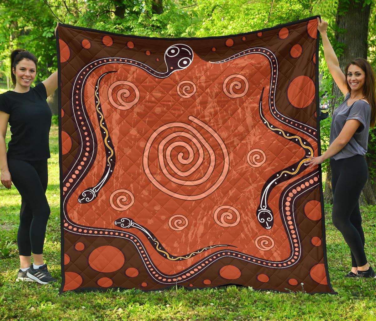 Aboriginal Premium Quilt - Australia Snake Aboriginal