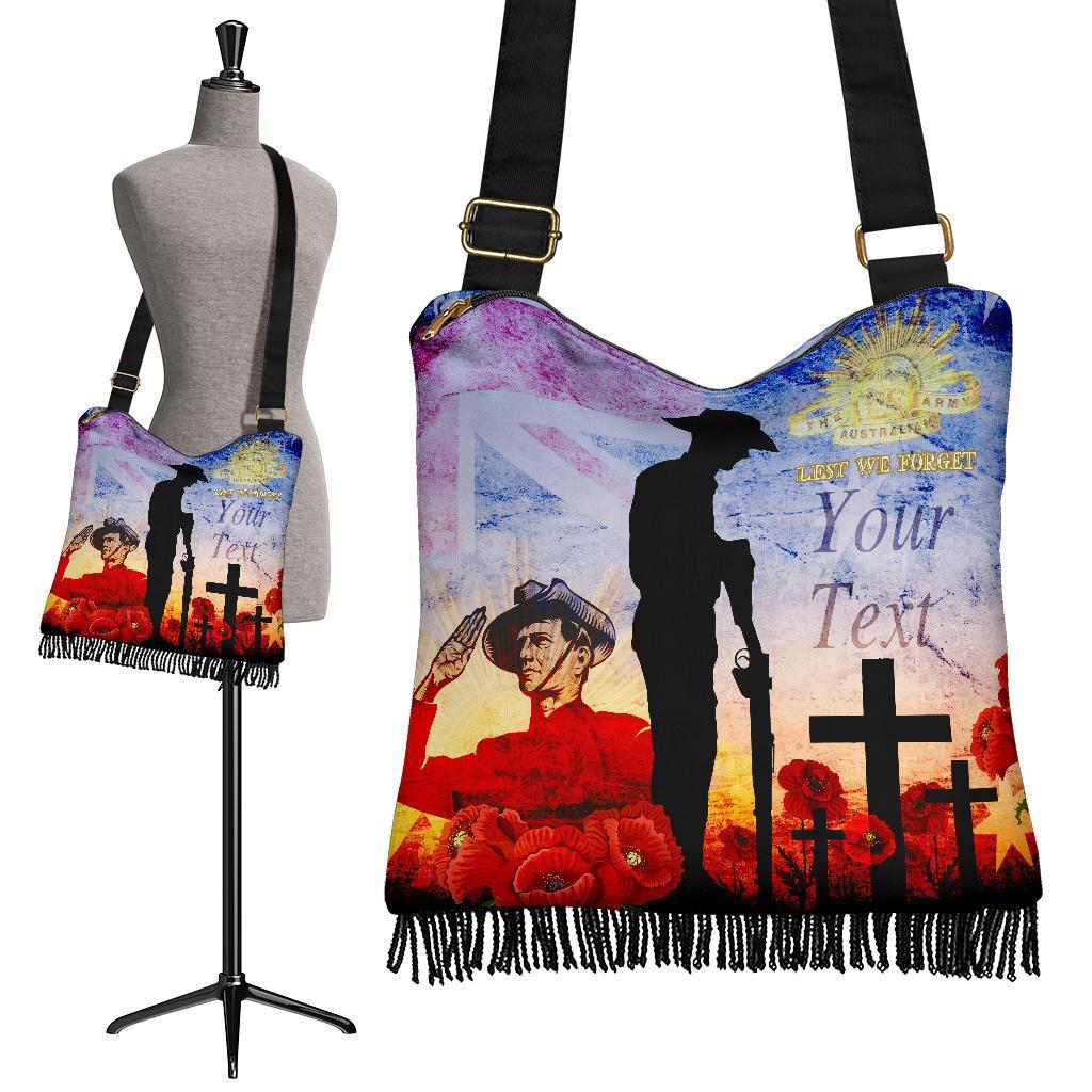 (Custom) Anzac Boho Handbag - Anzac 2022 Lest We Forget The Australian Army