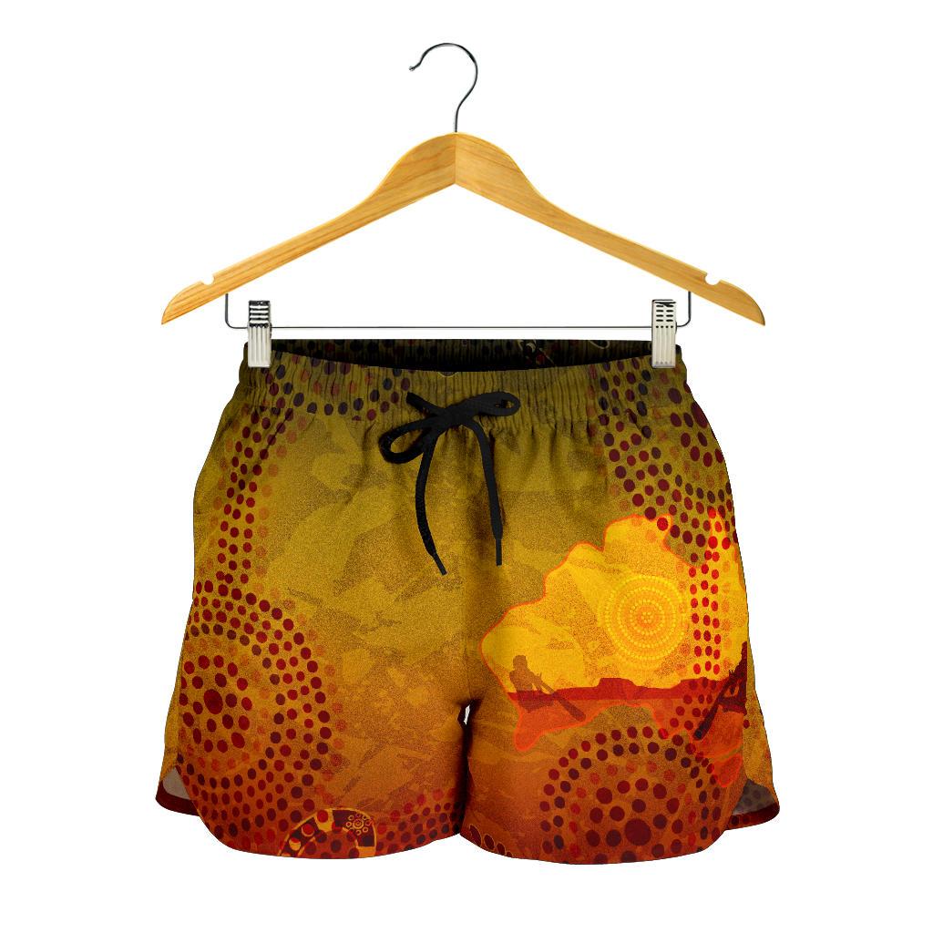 Aboriginal Women's Shorts - Australian Map with Indigenous Color