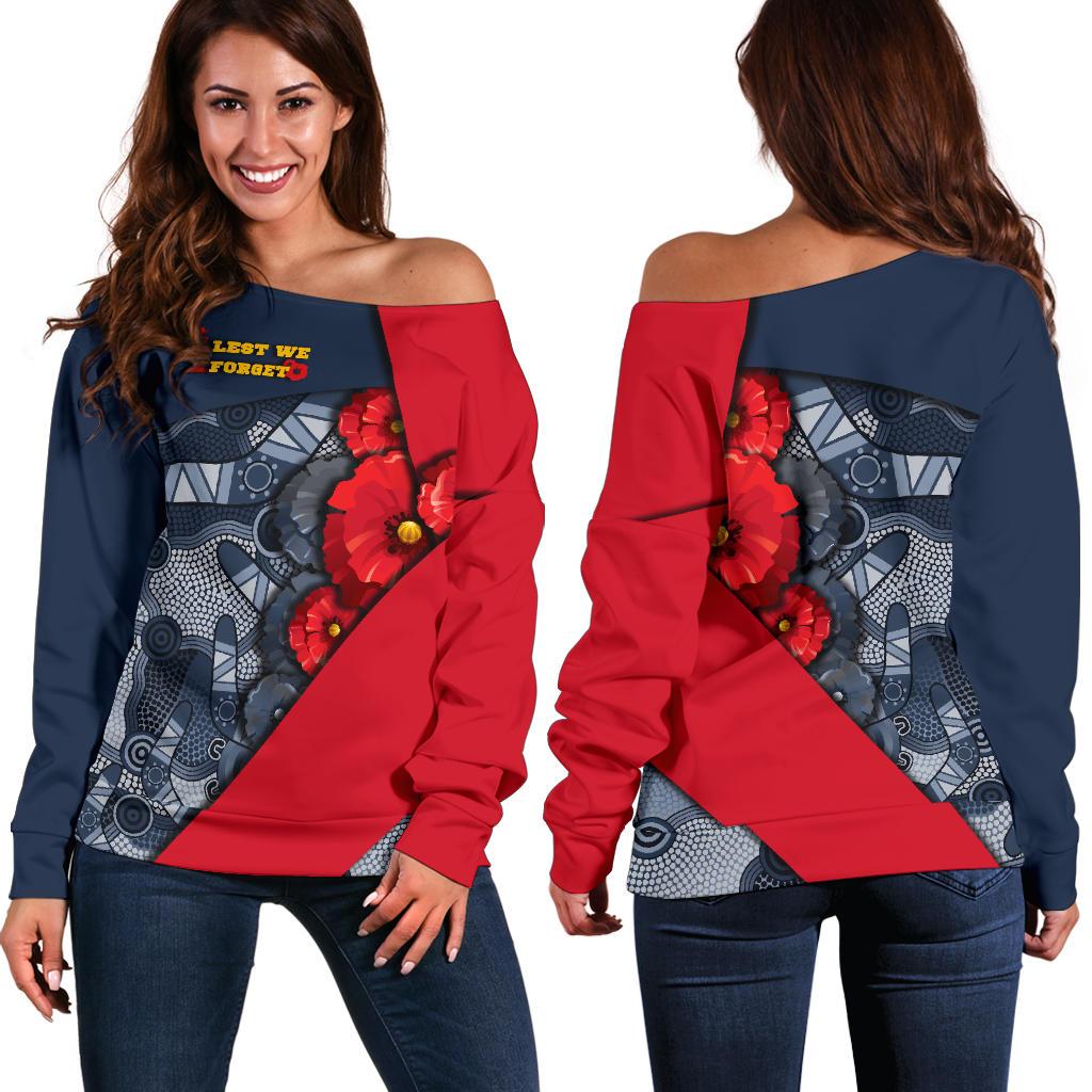 Aboriginal Off Shoulder Sweater (Women), Anzac Day