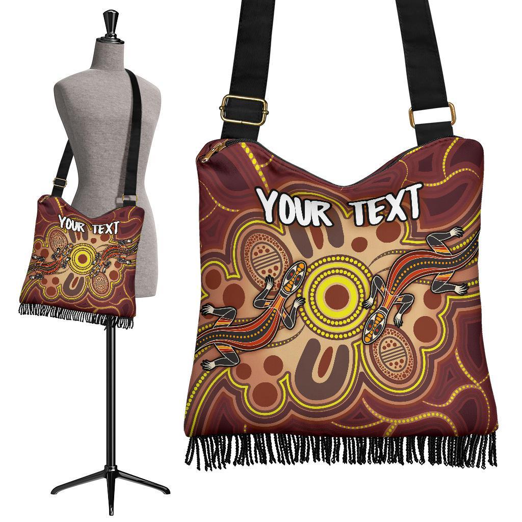 (Custom) Aboriginal Crossbody Boho Handbag, Indigenous Lizard Dot Painting Art