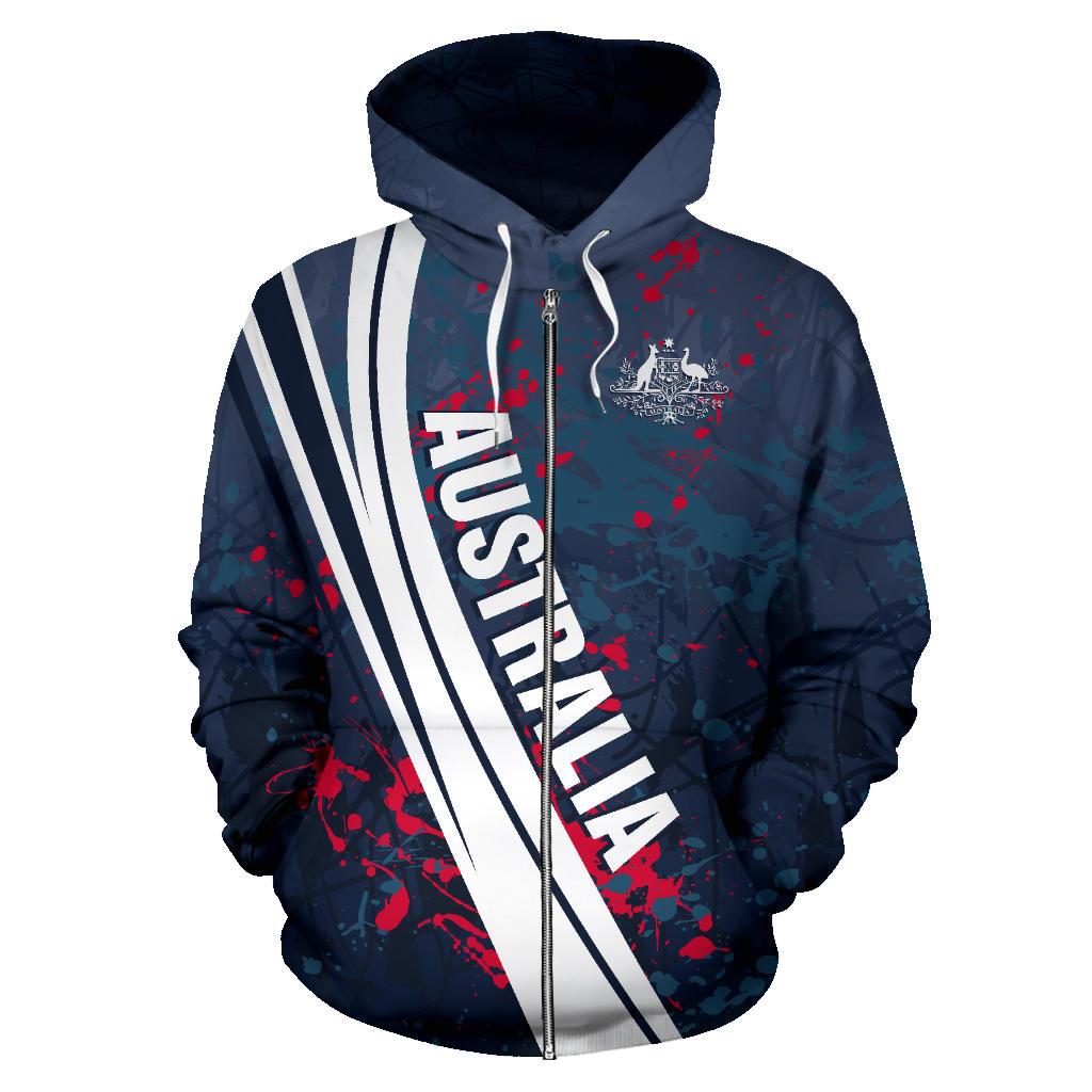 Zip Hoodie - Australian Coat Of Arms Hoodie Artistic Splashes Style