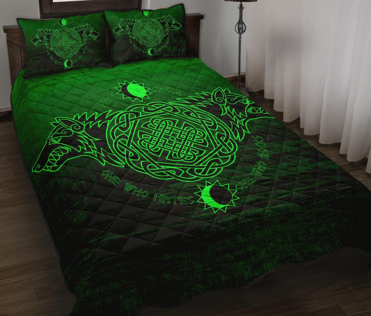 Viking Quilt Bedding Set Skoll And Hati Green