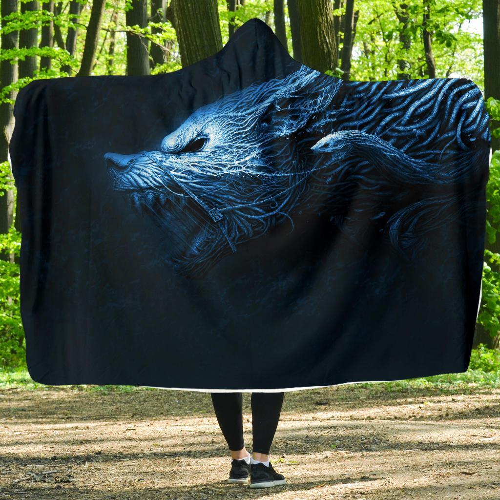 Viking Hooded Blanket Economy Fenrir Wolf