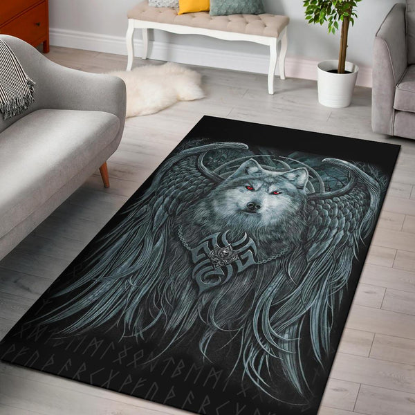 Viking Area Rug Spiral Wolf Spirit