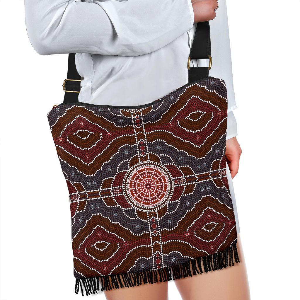 Crossbody Boho Handbags - Aboriginal Dot Painting Bag Ver03