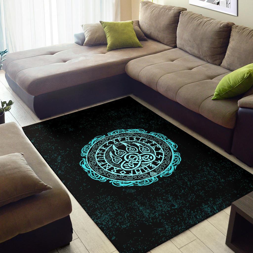 Viking Area Rug Viking Bear Claws Cyan Tattoo