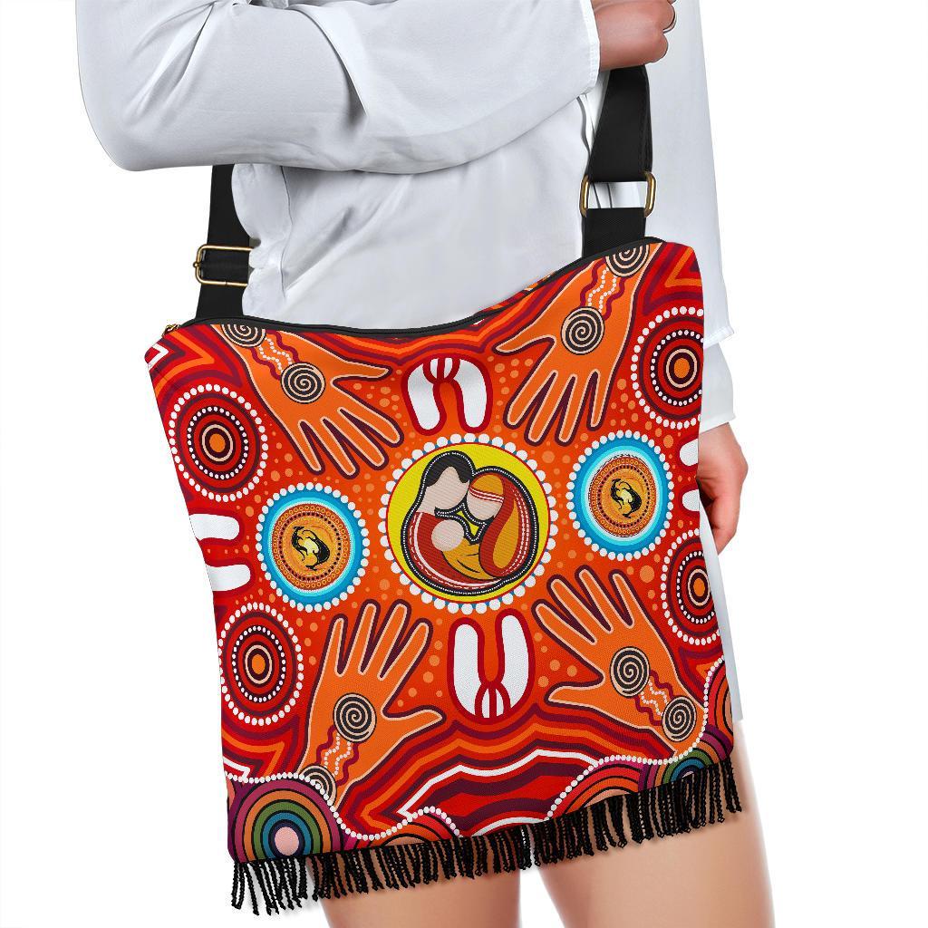 Boho Handbags - Aboriginal Family With Dot Painting art