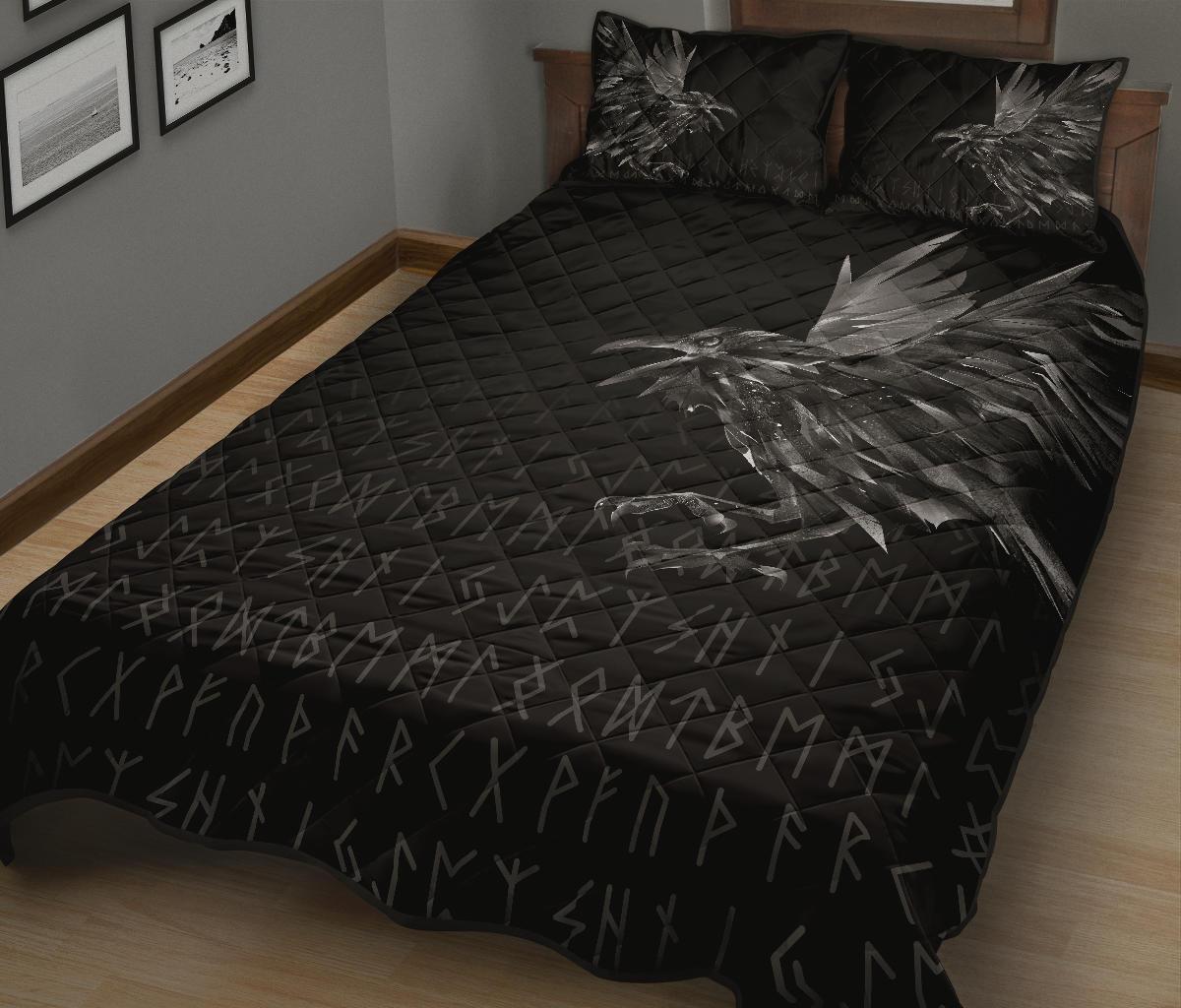 Viking Quilt Bedding Set The Raven Of Odin Rune