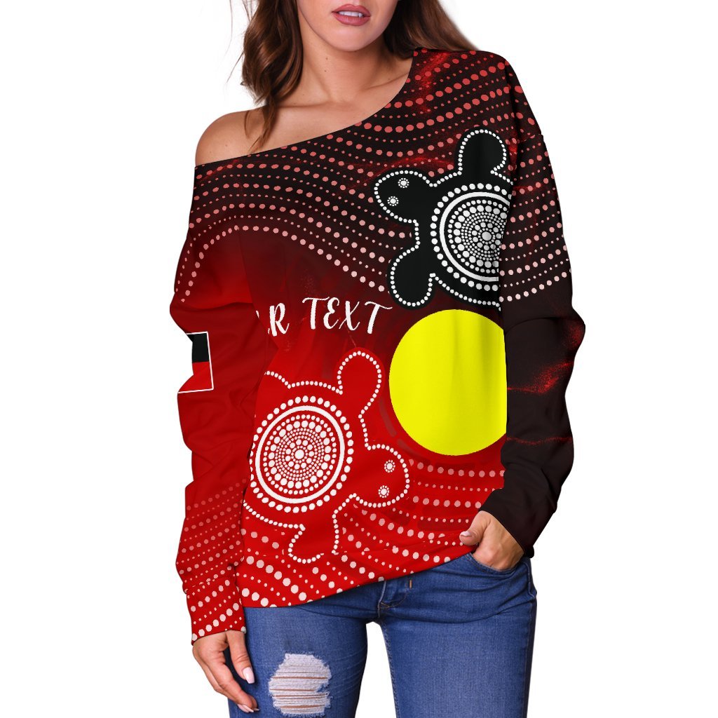 (Custom) Aboriginal Women's Off Shoulder Sweater - Indigenous Circle Dot Painting Style