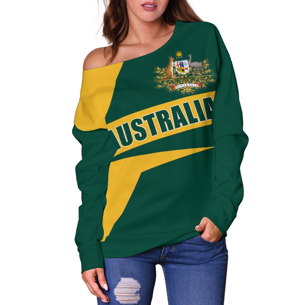 Women's Off Shoulder Sweater - Australian's Pride Ver02