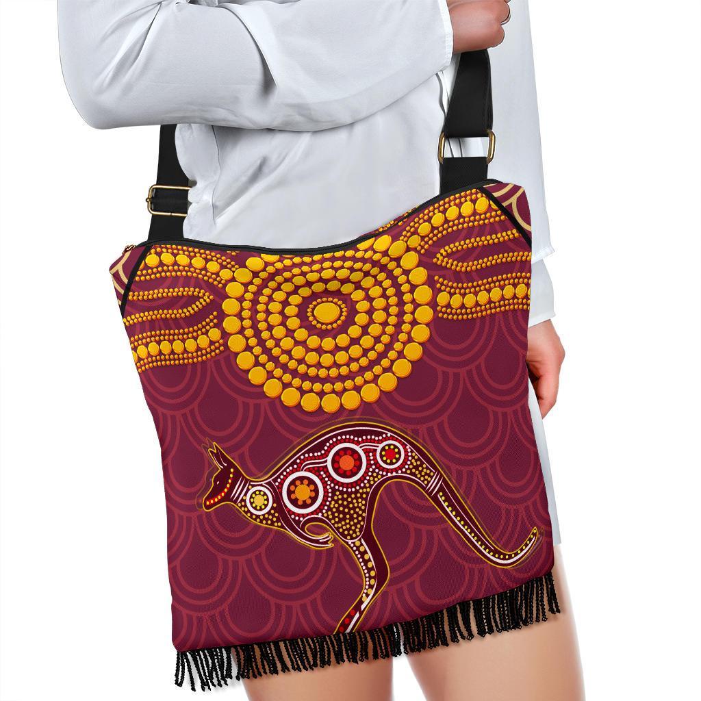 Aboriginal Crossbody Boho Handbag - Aboriginal Kangaroo