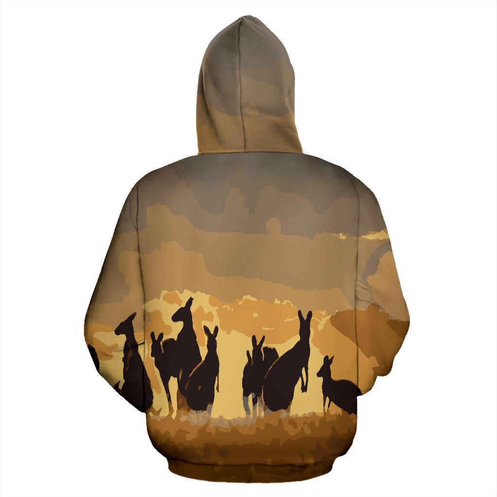 Zip Hoodie - Kangaroo Hoodie Family Sunset Painting Ver02A