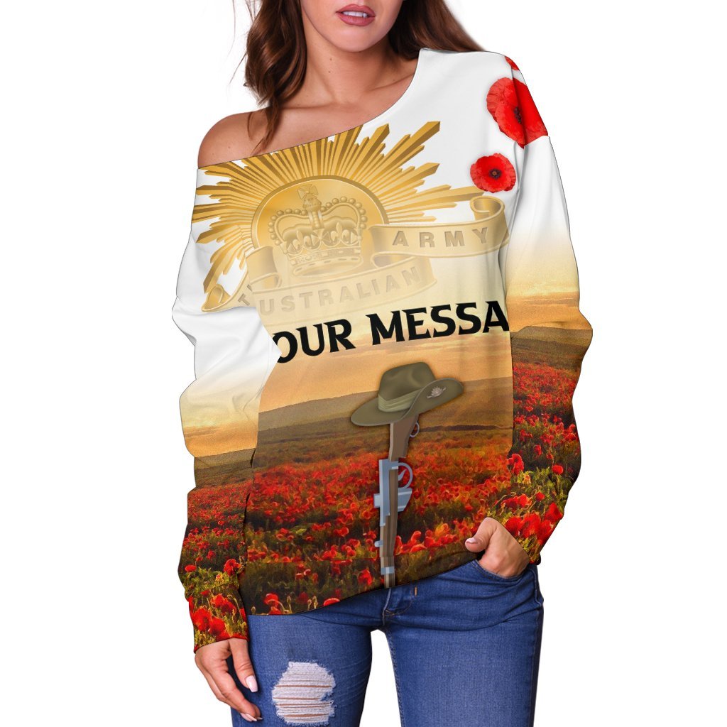(Custom) Anzac Day 2022 Women's Off Shoulder Sweater - We Will Remember Them