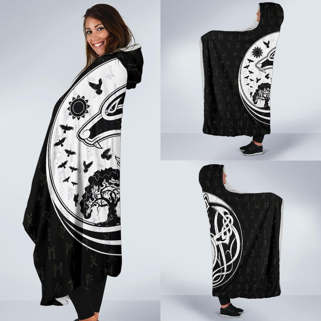 Viking Hooded Blanket Skoll And Hati Rune Tattoo