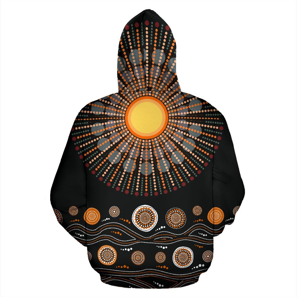 Aboriginal Hoodie - Koala Sun Circle Dot Painting All Over Print