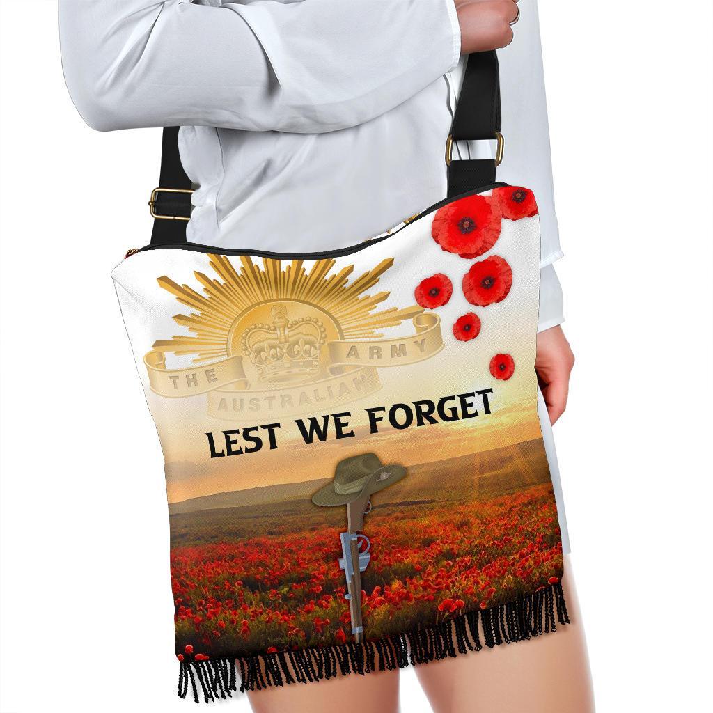 Anzac Day 2022 Crossbody Boho Handbag - We Will Remember Them