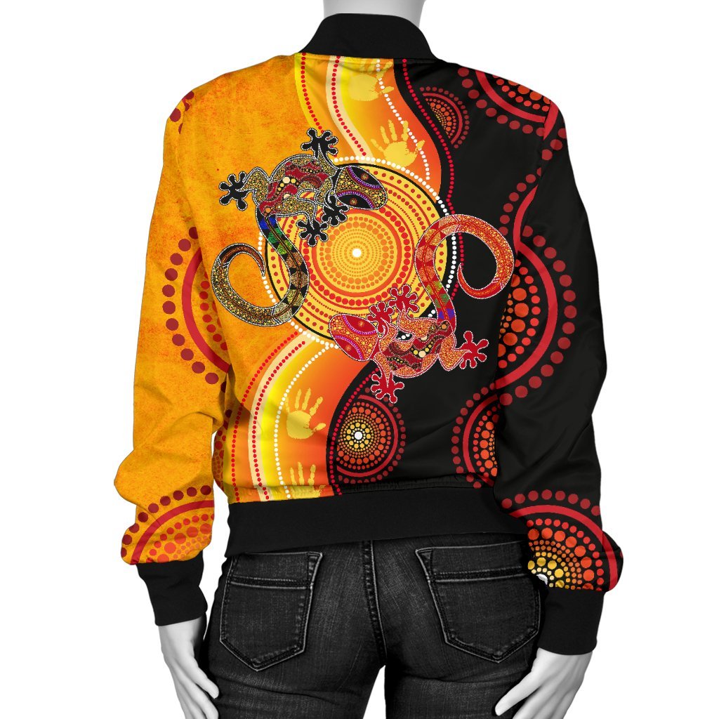 Aboriginal Bomber Jacket - Couple Aboriginal Lizards