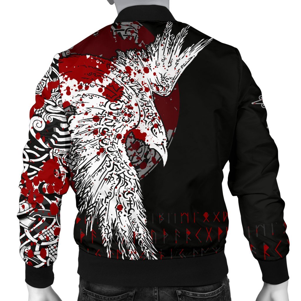 Custom Viking Bomber Jacket Mystical Raven Tattoo Blood Style Ver02