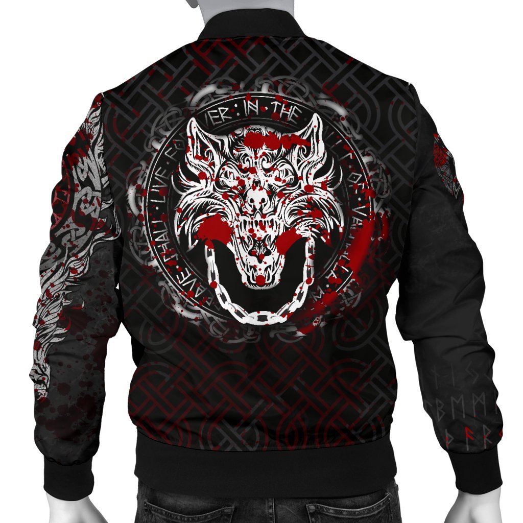 Viking Bomber Jacket Fenrir Viking Blood 3D Style Ver02