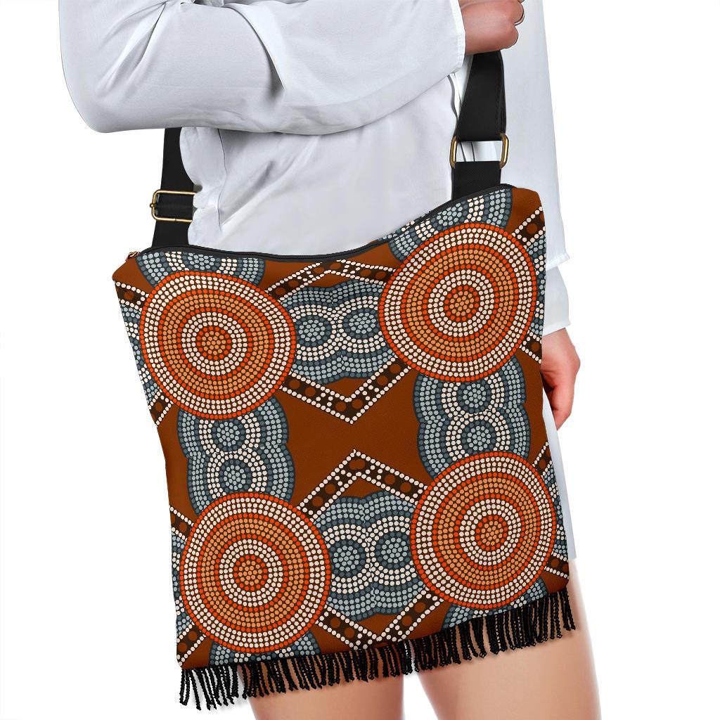 Crossbody Boho Handbags - Aboriginal Dot Painting Bag Ver05