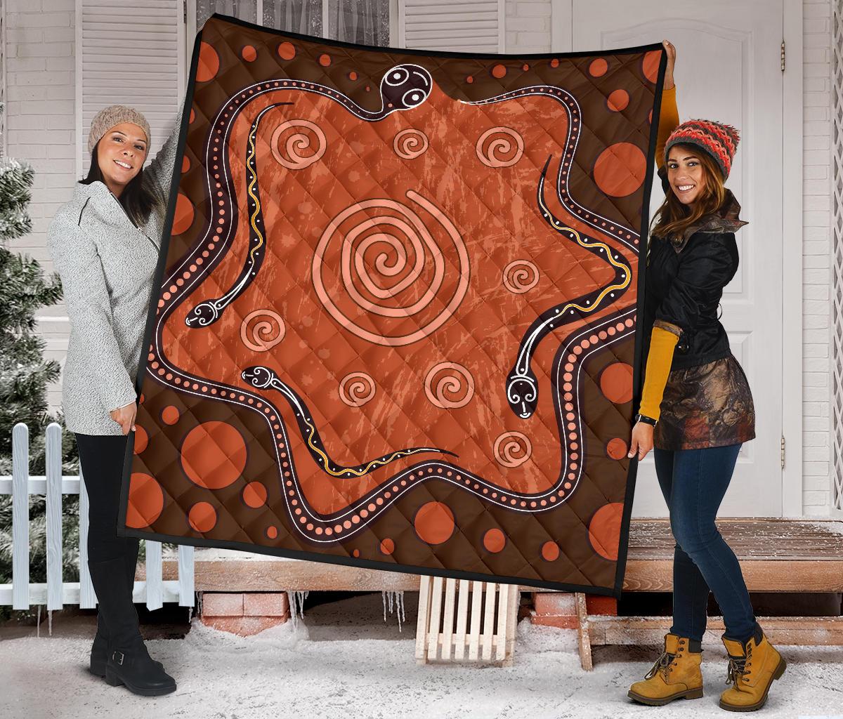 Aboriginal Premium Quilt - Australia Snake Aboriginal