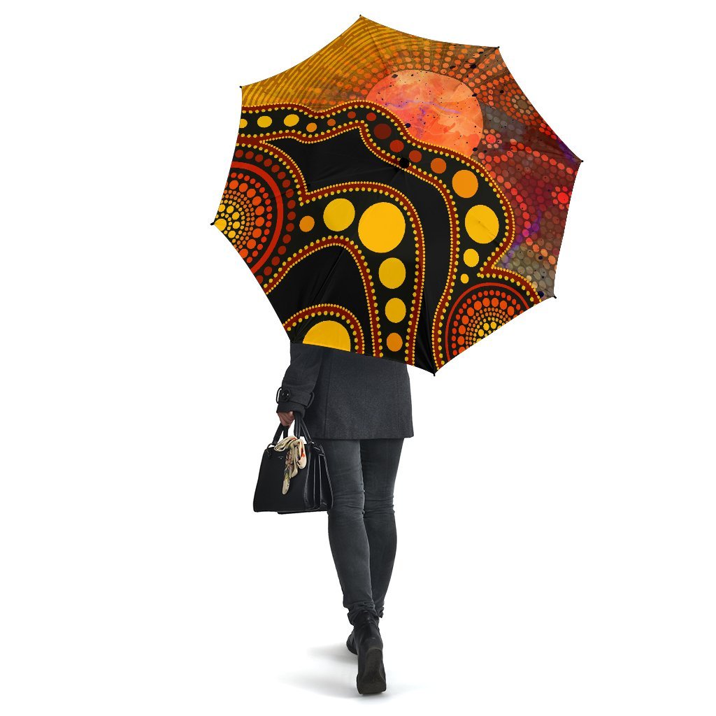 Aboriginal Umbrellas - Australia Indigenous Flag Circle Dot Painting Art (Golden)