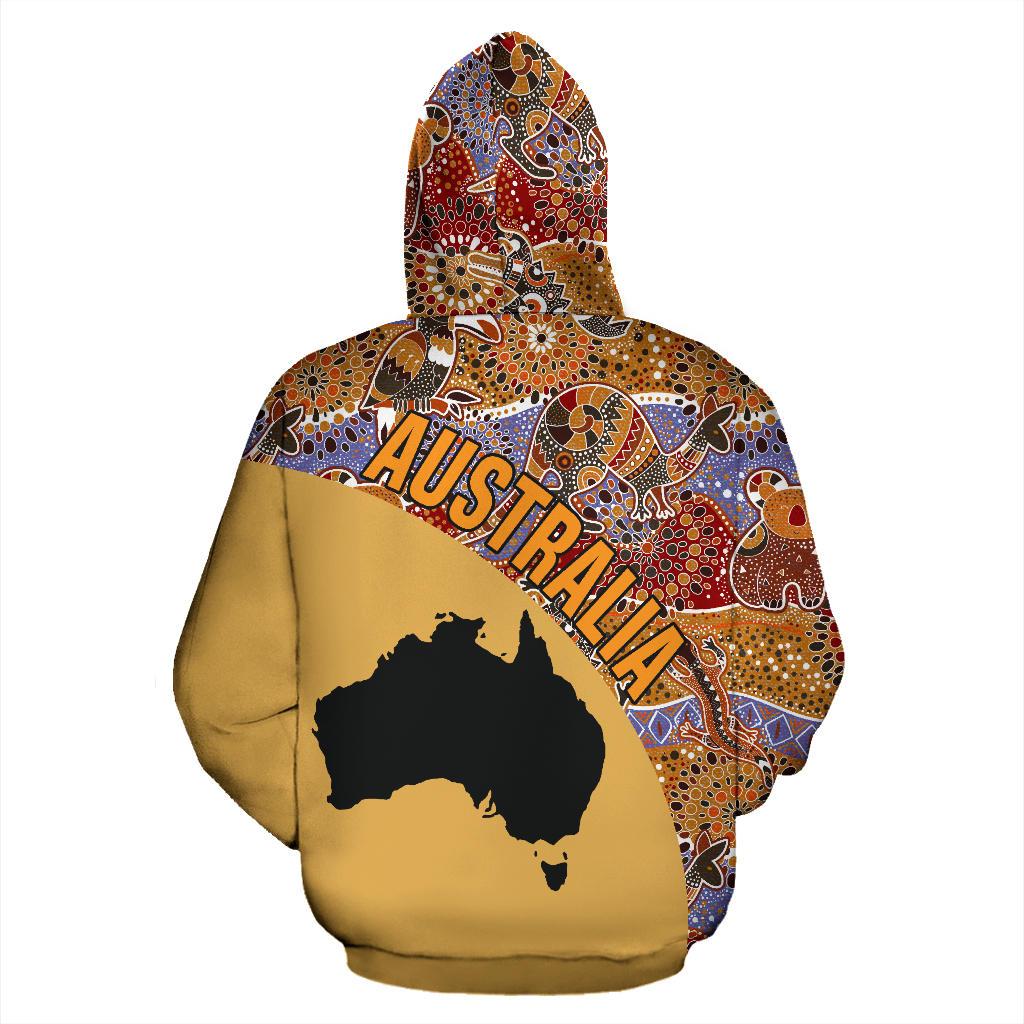 Aboriginal Zip Hoodie - Australia Map Patterns Koala Kangaroo