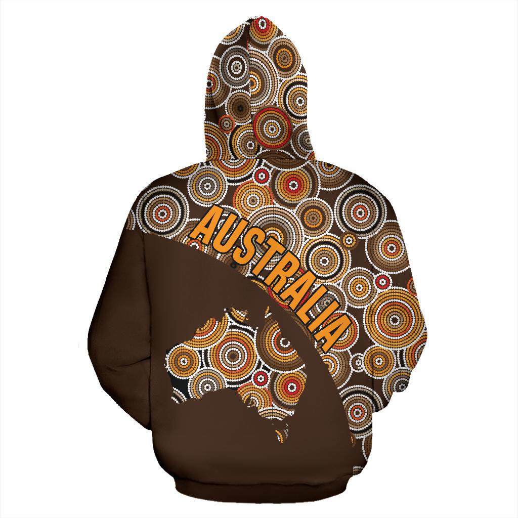 Aboriginal Zip Hoodie - Australia Map Dot Painting All Over Print