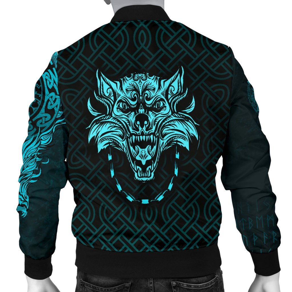 Viking Bomber Jacket Fenrir Viking Cyan 3D Style Ver01