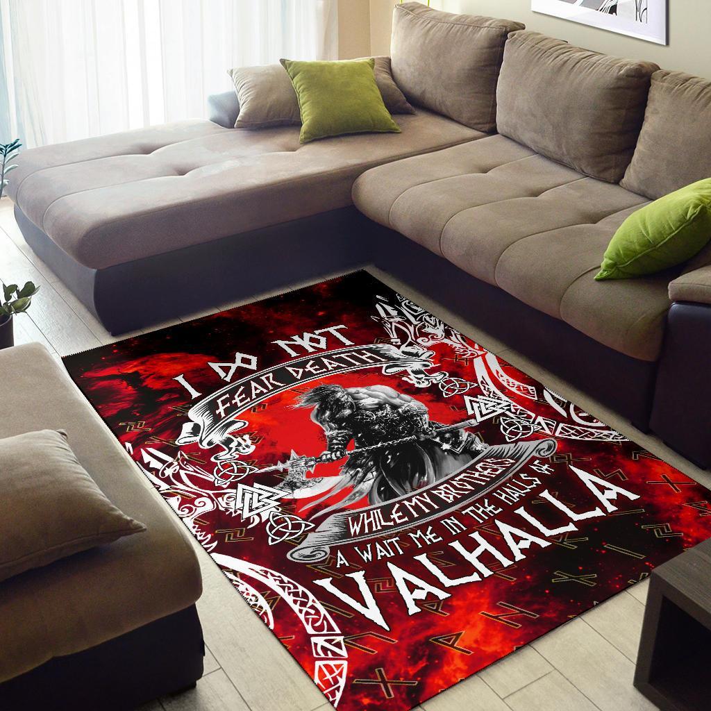 Viking Area Rug I Do Not Fear Death While My Brothers Await Me In The Halls of Valhalla