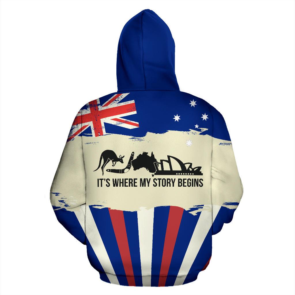 Zip Hoodie - Aus Flag Hoodie Kangaroo Sydney Opera