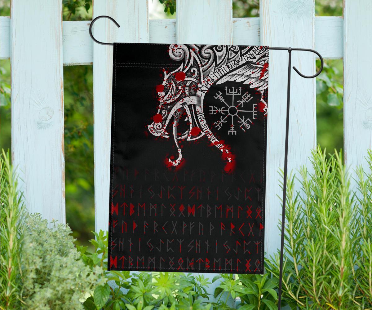 Viking Garden Flag Dragon and Vegvisir Blood Tattoo