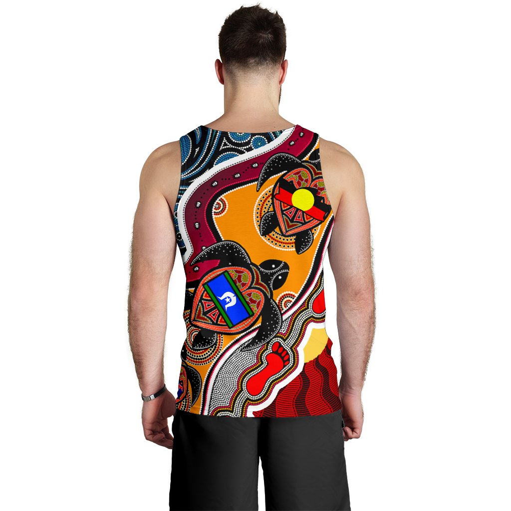 Men's Tank Top - Australia Aboriginal Dots With Turtle and NAIDOC Flags