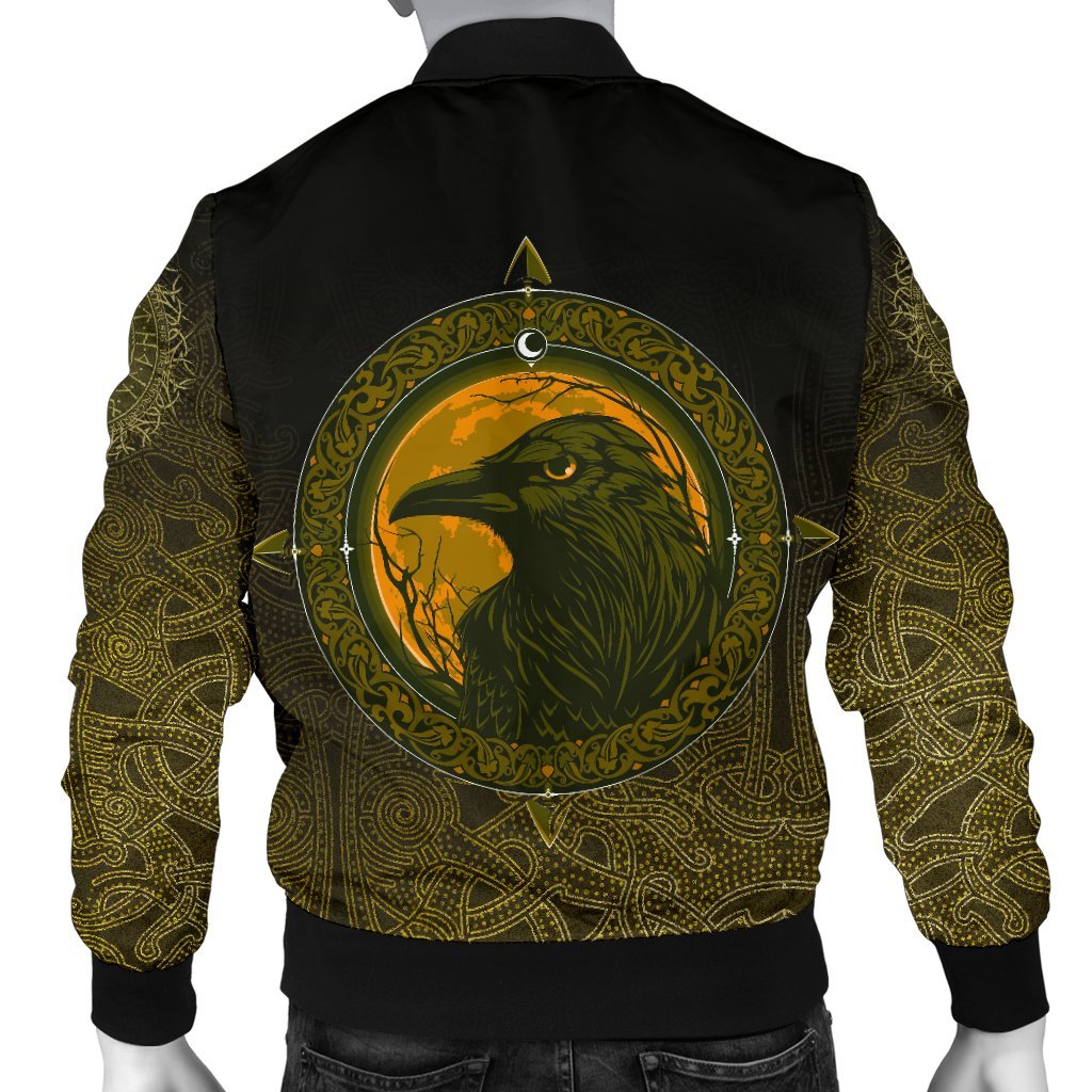 Viking Bomber Jacket Ethnic Odin Raven Gold Style Ver01