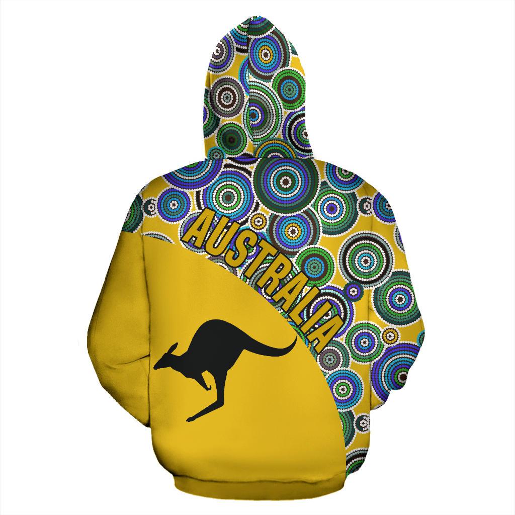 Aboriginal Hoodie - Kangaroo Pattern Circle Dot Painting